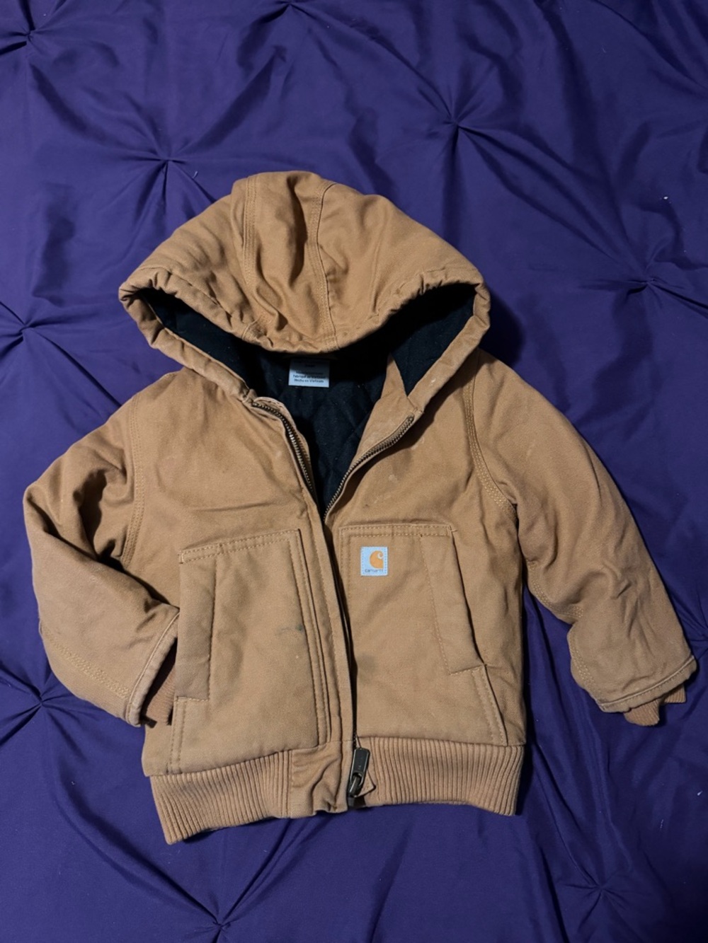 Kids Brown Carhartt Black Quilted Lined Jacket